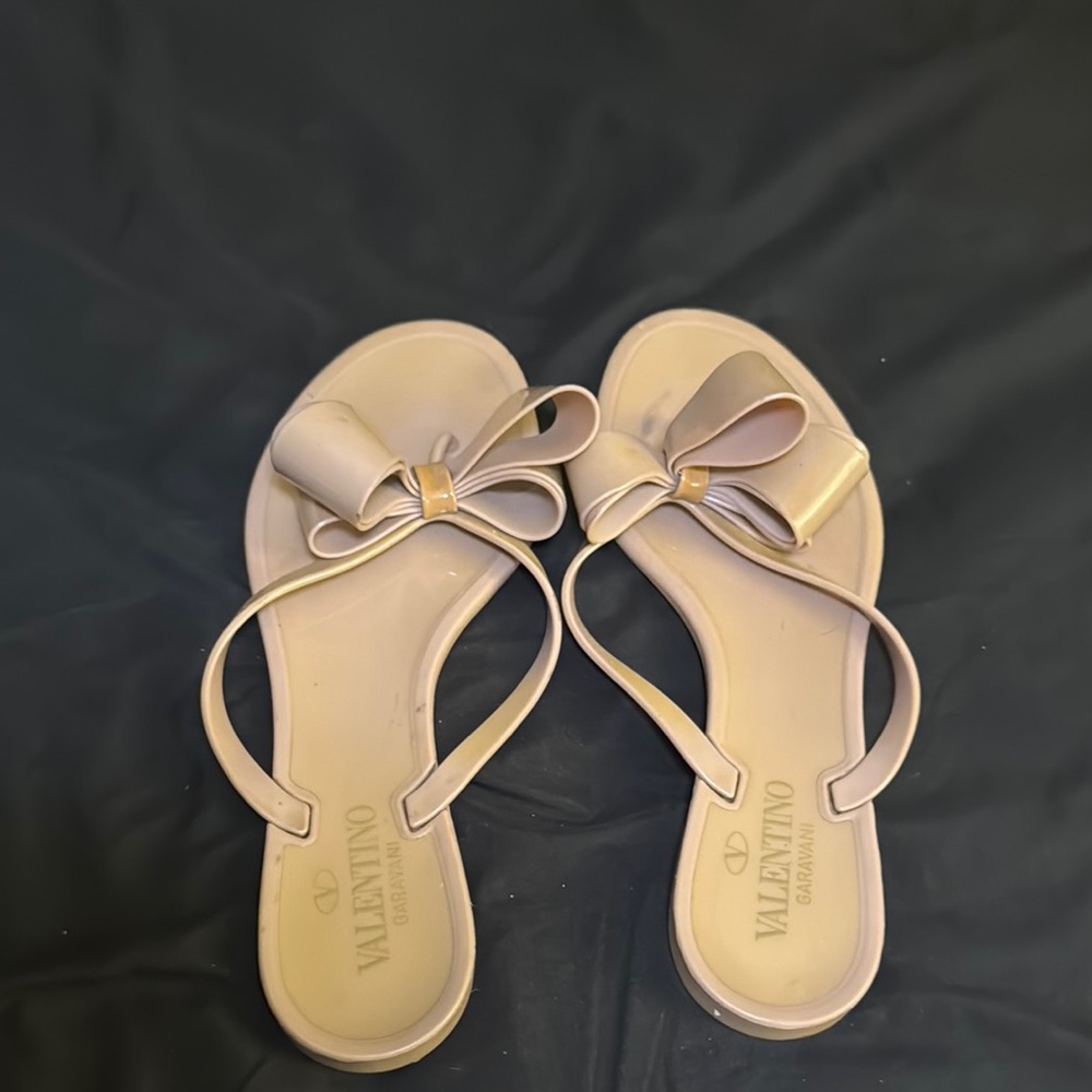 Valentino Cream Sandals with Bow Design